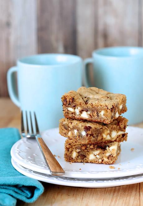 Browned Butter Blondies with White Chocolate Chips and Pecans