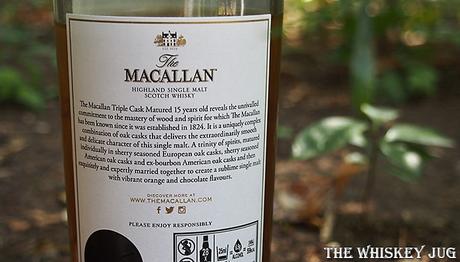 The Macallan 15 Years Triple Cask Matured Back Label