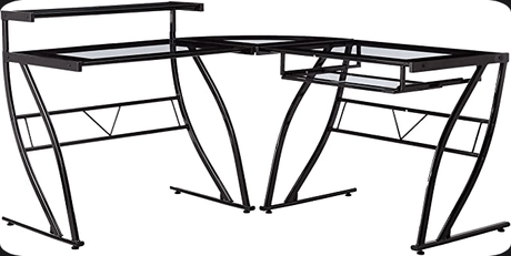 Z-Line Designs Feliz Glass L Desk, Black