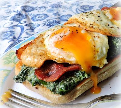 Bacon, Egg & Creamed Spinach on Toast 