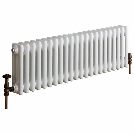 Milano Windsor - Horizontal Triple Column White Traditional Cast Iron Style Radiator - 300mm x 1010mm cut out