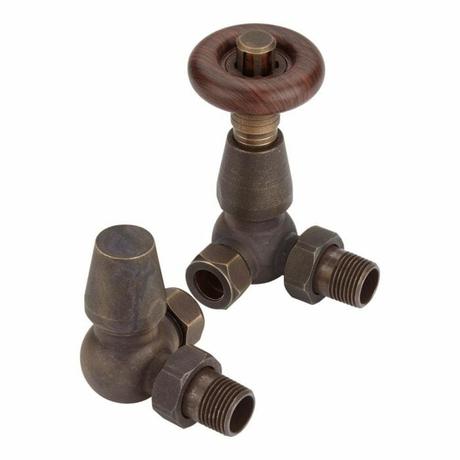 Milano Windsor - Traditional Thermostatic Corner Radiator Valves Brass (Pair) cut out