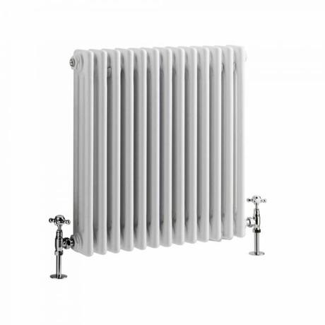 Milano Windsor - Horizontal Triple Column White Traditional Cast Iron Style Radiator - 600mm x 605mm cut out