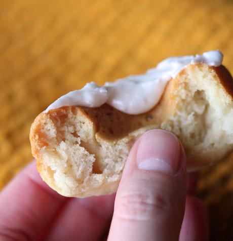 Cross-Section shot of a Vegan Vanilla Baked Doughnuts