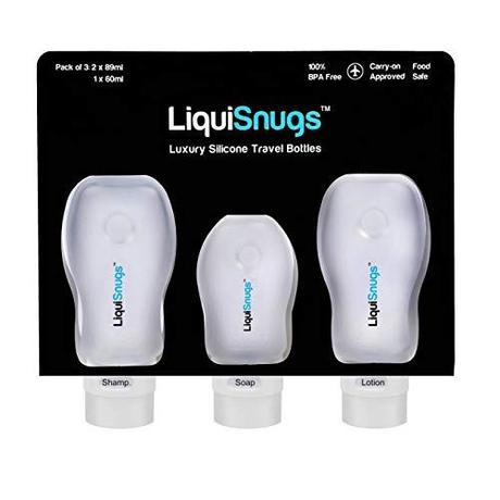 LiquiSnugs - 100% Guaranteed Leak Proof - Silicone Travel Bottles (3 PACK) TSA Approved - by TravelSnugs