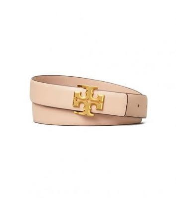 TORY BURCH Devon Sand-Gold Logo Belt