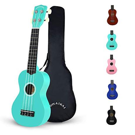 POMAIKAI Soprano Wood Ukulele Rainbow Starter Uke Hawaii kids Guitar 21 Inch with Gig Bag for kids Students and Beginners (Blue)