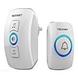 Wireless Doorbell, TeckNet Wireless Door Bell Chime Kit with LED Light, 1 Receiver and 1 Push Button, Operating at 1000-feet Range with 32 Chimes