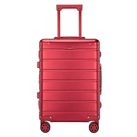 Aluminum Carry On Luggage 20 Inches - Lightweight Suitcase 360 Spinner Plus Telescoping Handle - TSA Approved Lock - Red
