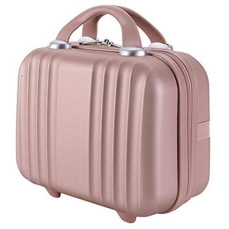 Exttlliy Mini Hard Shell Hard Travel Luggage Cosmetic Case, Small Portable Carrying Case Suitcase for Makeup (Rose Gold)