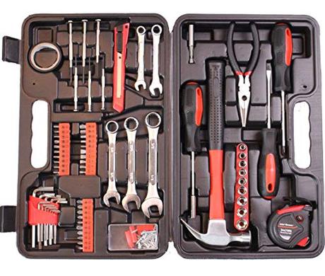 Cartman 148-Piece Tool Set - General Household Hand Tool Kit with Plastic Toolbox Storage Case