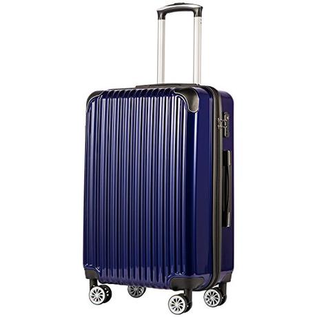 Coolife Luggage Expandable(only 28') Suitcase PC+ABS Spinner 20in 24in 28in Carry on (navy new, S(20in)_carry on)