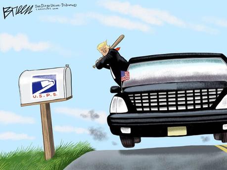 On Trump Trying to Dismantle the USPS--and Likely Our Democracy. And Nation Image may contain: cloud, sky and outdoor