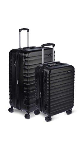 AmazonBasics Hardside Spinner, Carry-On, Expandable Suitcase Luggage with Wheels, Black - 2-Piece Set