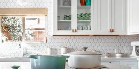 cooking pots on kitchen island