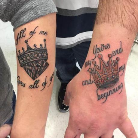 101+ King And Queen Matching Tattoos For Couples-2020