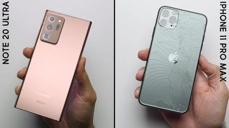 Samsung Galaxy Note 20 Ultra crushes iPhone 11 Pro Max in drop test Samsung Galaxy Note 20 Ultra crushes iPhone 11 Pro Max in drop test
