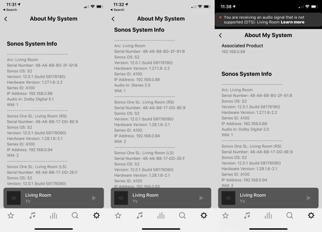 Sonos Sound information