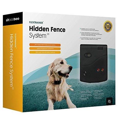 Sit Boo-Boo Electric Fence Advanced - Latest All Weather Pet Containment System - In Ground & Above Ground Installation - IPV7 Waterproof Collar for Pets Over 10lbs