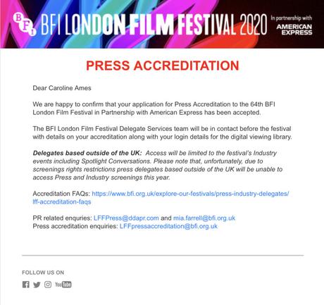 BFI London FIlm Festival 2020 – Press Accreditation