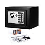 Digital Electronic Security Safe Box Fireproof Wall-Anchoring Safe Deposit Box for Money Jewelry Cash Batteries - US Stock (Black)
