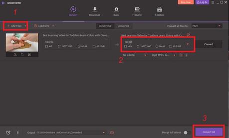 uniconverter convert avi to mov
