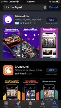 Locate the Crunchyroll app and select GET