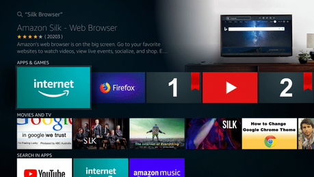Select the Silk Browser option under Apps & Games.