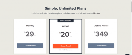 BizPlan pricing - business planning builder