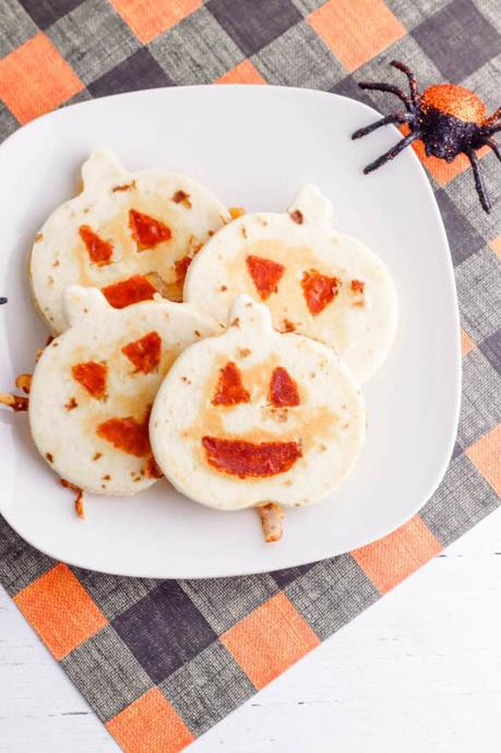 Halloween “Jack-O-Lantern” Pumpkin Quesadillas