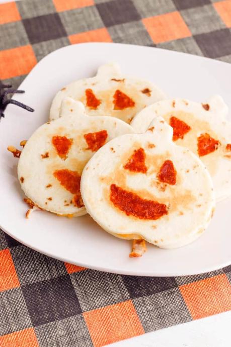 Halloween “Jack-O-Lantern” Pumpkin Quesadillas