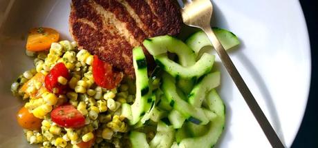Norwegian Style Salmon Cakes with Dilled Cucumbers & Corn Salad3 min read