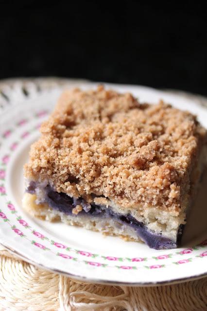 Vegan Blueberry Coffee Cake on a plate