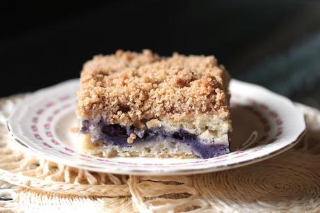 Vegan Blueberry Coffee Cake on a plate