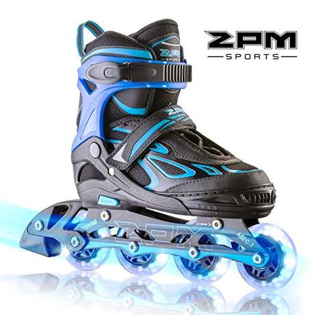 2PM SPORTS Vinal Girls Adjustable Inline Skates with Light up Wheels Beginner Skates Fun Illuminating Roller Skates for Kids Boys and Ladies…