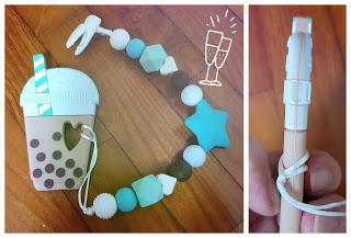 Customised pacifier clips with teether for baby