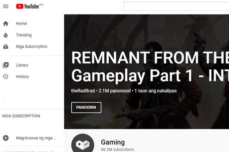 youtubegaming interface