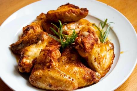 Fried meat on White Plate