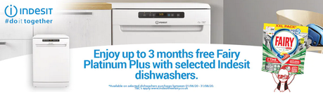 Indesit Dishwasher Promotion - 3 Months Free Fairy Platinum Plus Tablets