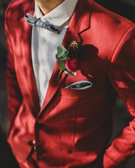 red white wedding colors groom attire tuxedo
