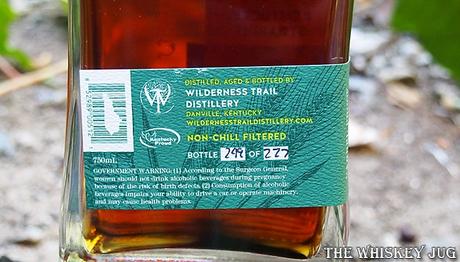 Wilderness Trail Rye Whiskey Back Label
