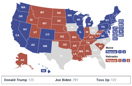 Consensus Electoral College Map Has Biden With 291 Votes