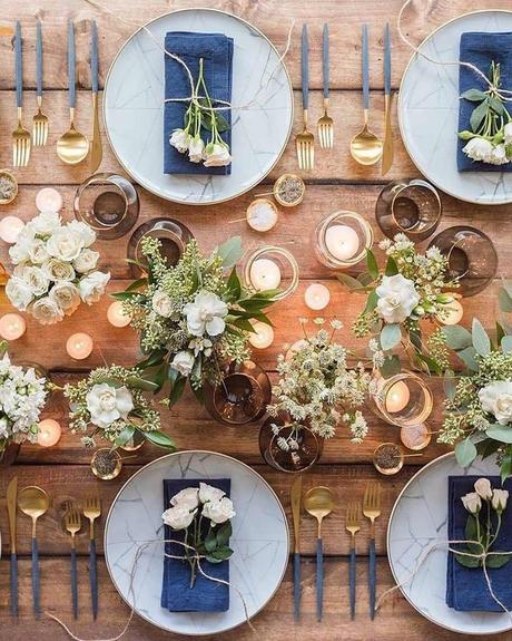 unique wedding color combos table decor blue blush gold navy table decor seatting