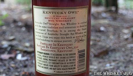 Kentucky Owl Rye 10 Years Back Label