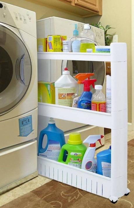 Cute Small Laundry Room Ideas - Pull-Out Rack - Harptimes.com