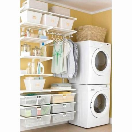 DIY Small Laundry Room Ideas - Plastic Containers are always Great - Harptimes.com
