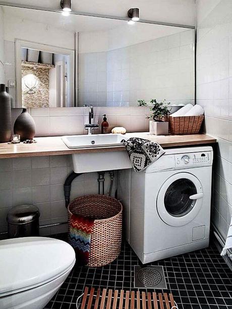 Best Small Laundry Room Ideas - Merge The Laundry Room with Bathroom - Harptimes.com