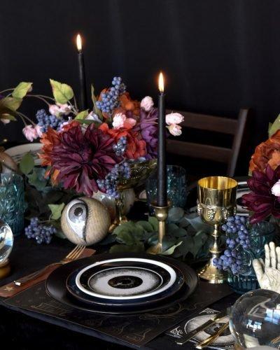 halloween bridal shower ideas elegant table with candles karaspartyideas