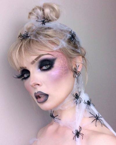 halloween bridal shower ideas moody dark makeup with spiders beautsoup