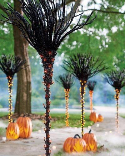 halloween bridal shower ideas witches broom pumpkin lighting grandinroad